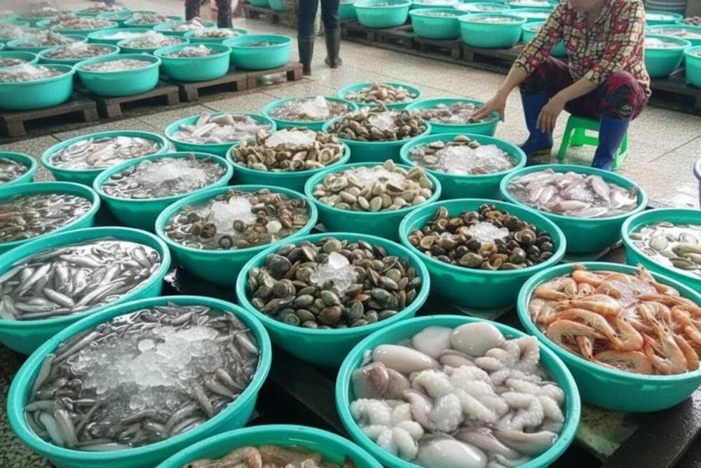 Thưởng thức ngay những hải sản tươi ngon tại chợ địa phương.